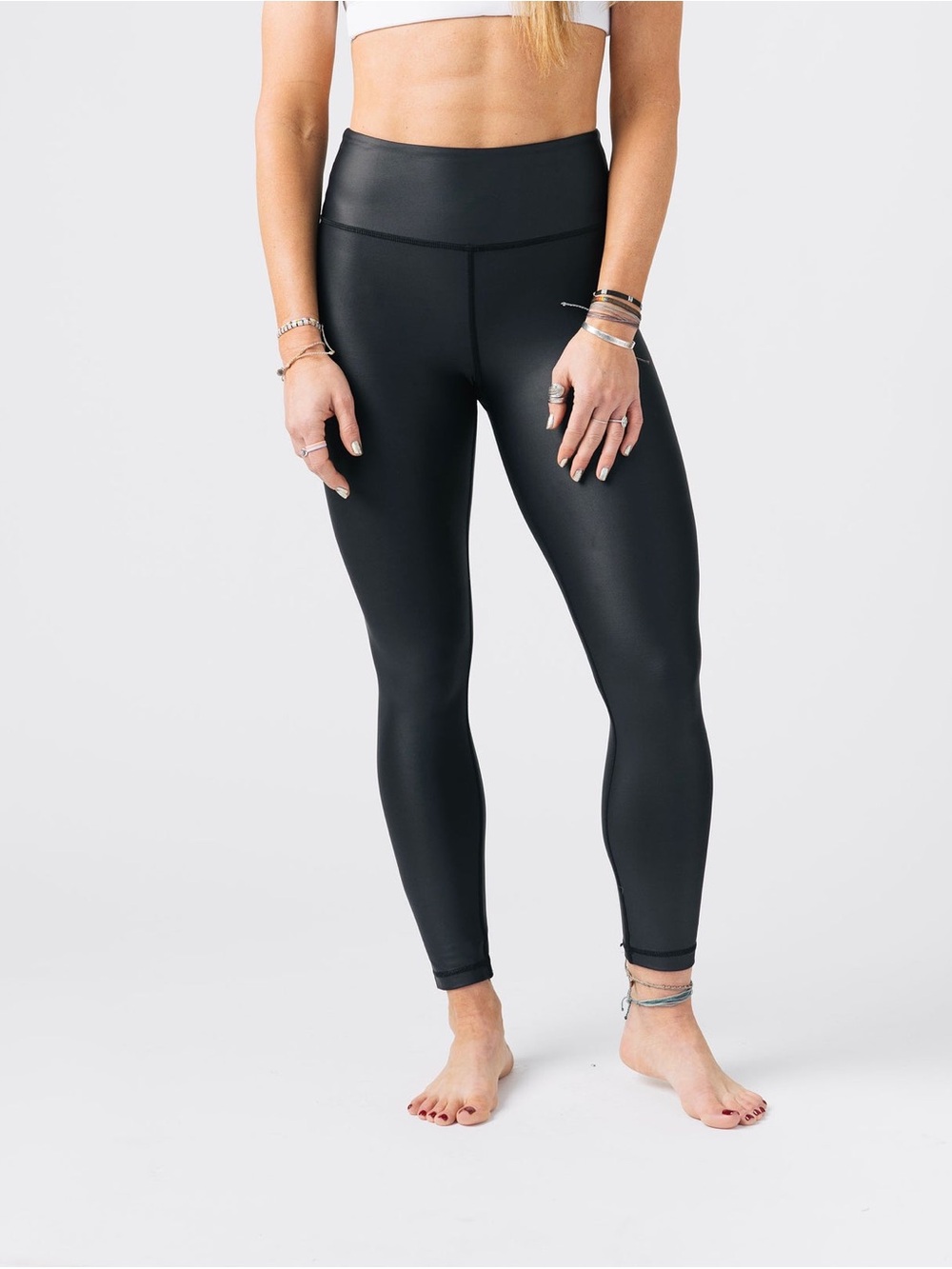 Zyia Black Metallic Light n Tight Hi-Rise 7/8 24" Size 6-8
